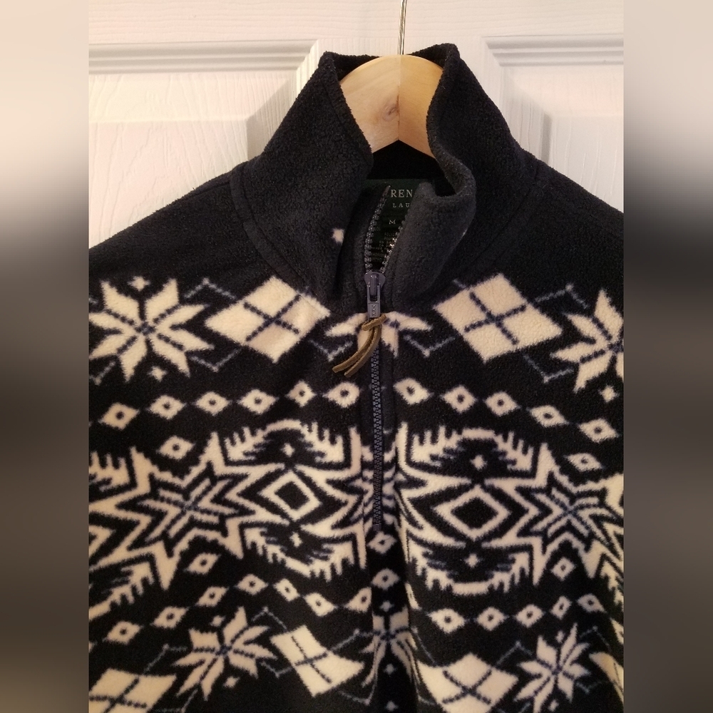 Lauren Ralph Lauren Men's Fleece Fairie Isle Pullover Top Navy Size Medium - Picture 3 of 10